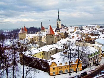 View of city against sky during winter