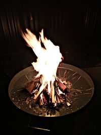 High angle view of bonfire