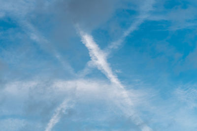 Low angle view of vapor trail in sky