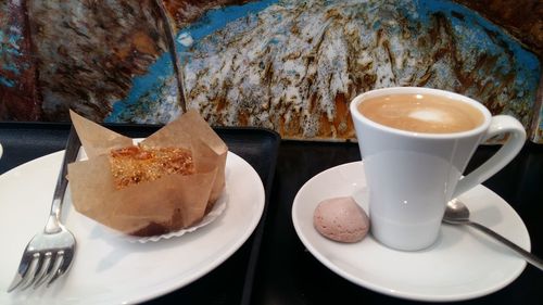 Close-up of breakfast on table