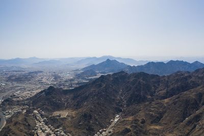 Scenic view of mountains against clear sky