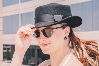 Close-up of man wearing sunglasses