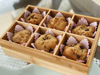 High angle view of food in container