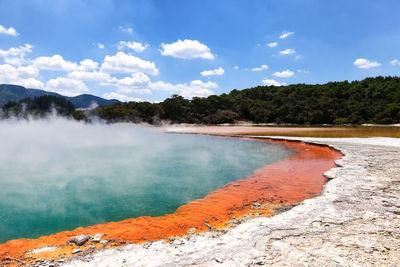 Scenic view of wai-o-tapu volcano in new zealnd