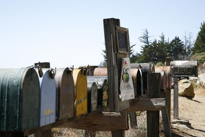 View of cemetery against clear sky