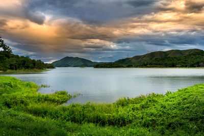 Scenic view of lake against sky