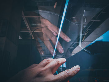 High angle view of man working at office