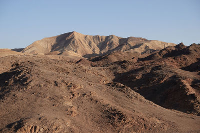 Scenic view of rocky mountains against clear sky