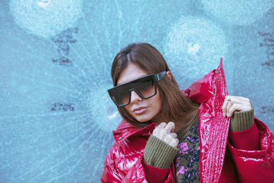 Portrait of young woman in winter
