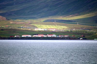 Scenic view of sea and mountains