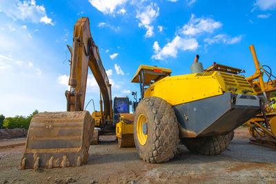 Panoramic view of construction site against sky