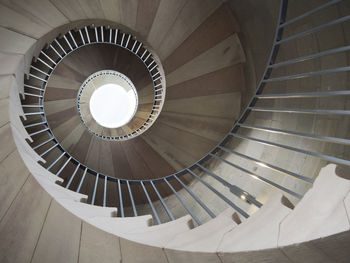 High angle view of spiral stairs