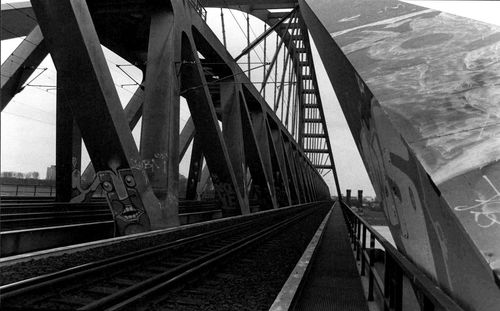 View of bridge over railroad tracks