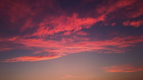 Low angle view of cloudy sky at sunset