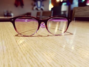 Close-up of sunglasses on table