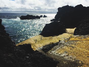 High angle view of man on beach