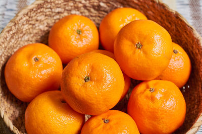 High angle view of oranges