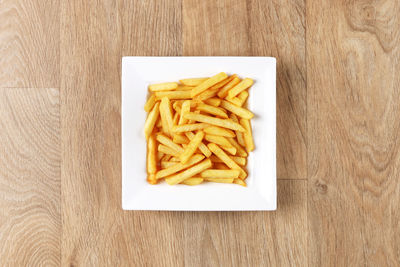 High angle view of food served on table