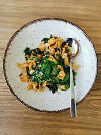 High angle view of food in plate