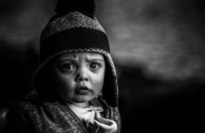 Portrait of cute boy wearing warm clothing