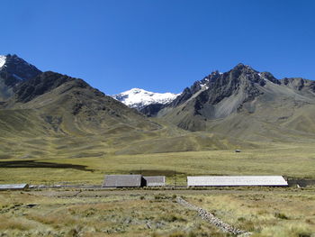 Scenic view of mountains against clear sky