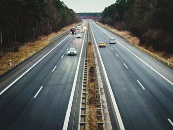 High angle view of car on road