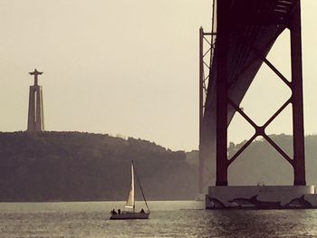 Boat sailing in sea