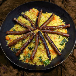 High angle view of food on plate