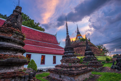 Panoramic view of temple building against sky