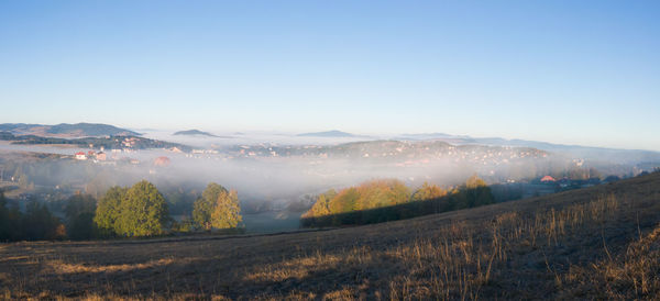 Scenic view of landscape against clear sky