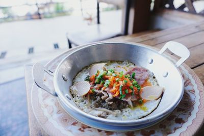 Close-up of food on table