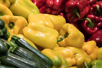 Full frame shot of bell peppers for sale in market