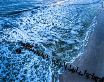 High angle view of sea waves