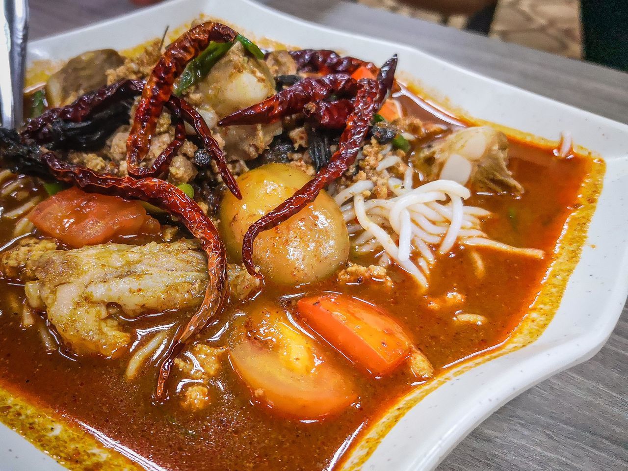 food and drink, food, freshness, healthy eating, wellbeing, thai food, dish, close-up, asian food, cuisine, indoors, no people, table, meal, seafood, high angle view, meat, serving size, plate, still life, vegetable, restaurant, bowl