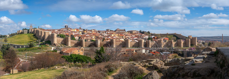 High angle view of townscape against sky