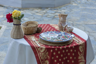 High angle view of food on table