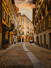 Alley in milan's famous brera district at sunset