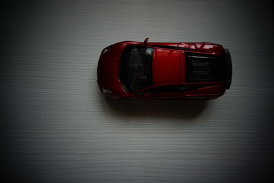 Close-up of vintage car on table