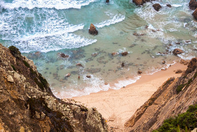 High angle view of beach