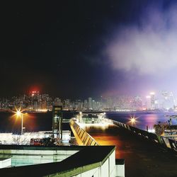 View of city at night