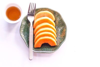 High angle view of breakfast on table