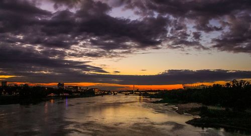 Scenic view of dramatic sky during sunset