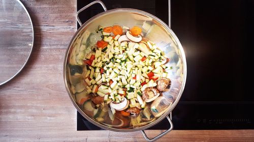 High angle view of food on table