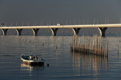 Bridge over river against sky