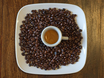 High angle view of coffee cup