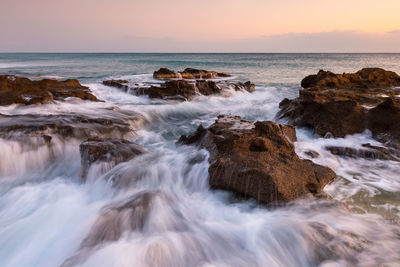 Sunset seascape taken on st. andrew beach near ierapetra, crete.