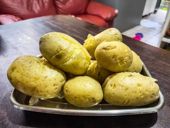 Close-up of food in plate on table
