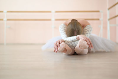 Close-up of stuffed toy on hardwood floor