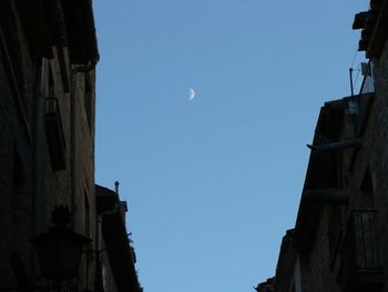 Low angle view of blue sky at night