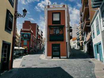 Low angle view of buildings in city